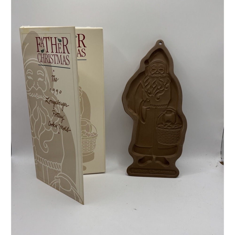 Longaberger Pottery 1990‎ Father Christmas Cookie Mold Box & Booklet Vintage